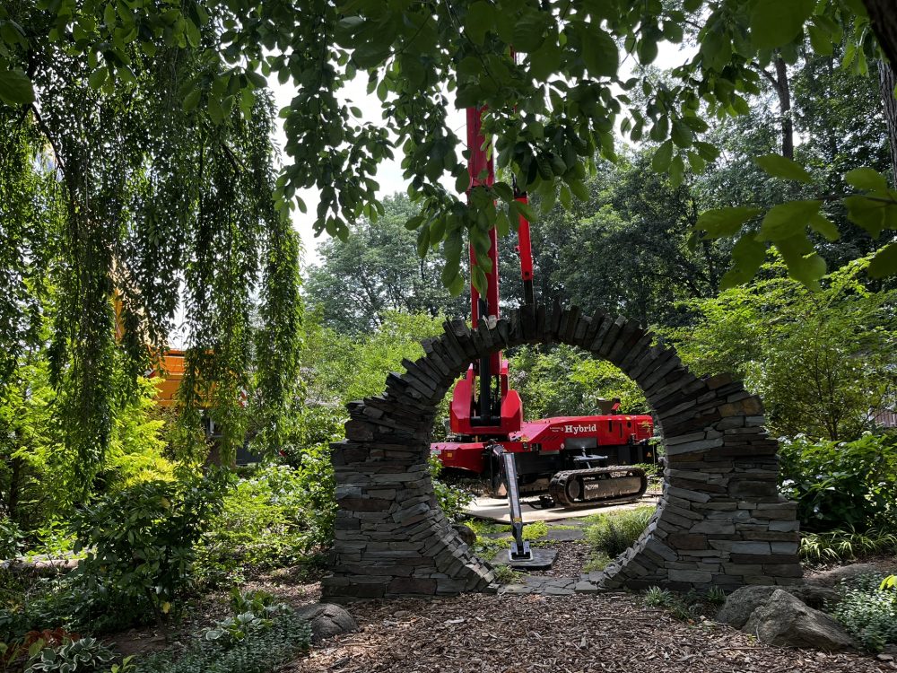 Lasting Landscapes by Carol moon gate with view of spider lift