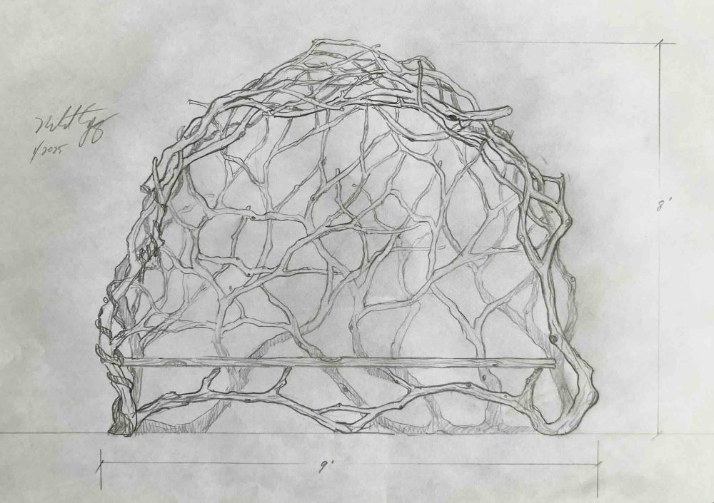 faux bois art drawing showing design and dimensions