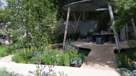 Covered sitting area in garden
